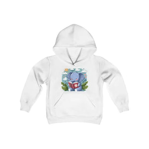 Kids Elephant Book Youth Heavy Blend Hooded Sweatshirt - Dipaliz - White / s - Sweatshirts