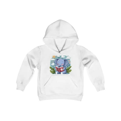 Cozy Up with the Kids Elephant Book Hooded Sweatshirt - White / s Clothes