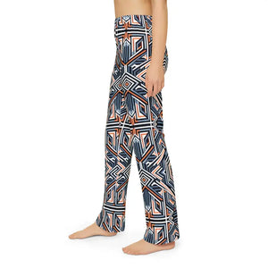 Kids Geometric Lounge Pants Brushed Polyester Stylish Comfort Dipaliz