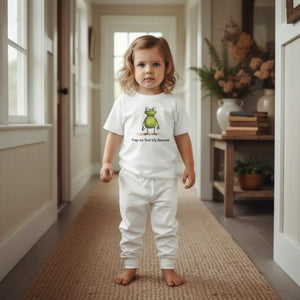 DipaliZ kids tee printed with a toad and the words Frogs are Toad-ally Awesome, in white