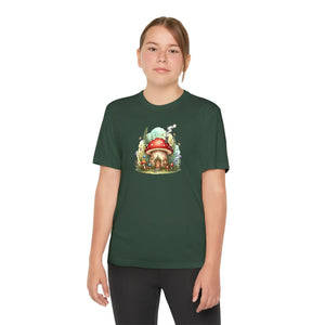Kids Mushroom Cottage T‑shirt Cute Woodland Fairy House Tee for Youth - T-shirts - s