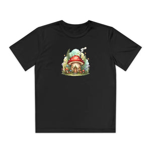 Kids Mushroom Cottage T‑shirt Cute Woodland Fairy House Tee for Youth - T-shirts - s