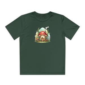 Kids Mushroom Cottage T‑shirt Cute Woodland Fairy House Tee for Youth - T-shirts - s