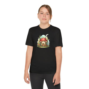 Kids Mushroom Cottage T‑shirt Cute Woodland Fairy House Tee for Youth - T-shirts - s