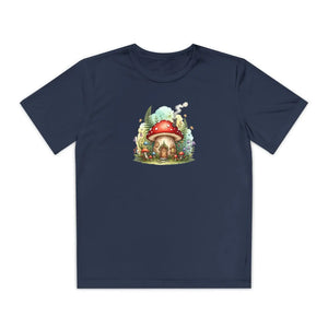 Kids Mushroom Cottage T‑shirt Cute Woodland Fairy House Tee for Youth - T-shirts - s