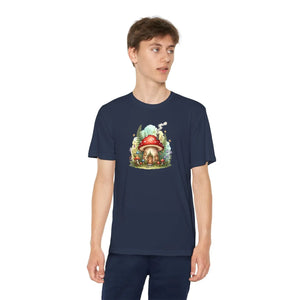 Kids Mushroom Cottage T‑shirt Cute Woodland Fairy House Tee for Youth - T-shirts - s