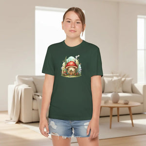 Kids Mushroom Cottage T‑shirt Cute Woodland Fairy House Tee for Youth - T-shirts - s