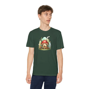 Kids Mushroom Cottage T‑shirt Cute Woodland Fairy House Tee for Youth - T-shirts - s