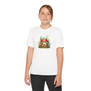 Kids Mushroom Cottage T‑shirt Cute Woodland Fairy House Tee for Youth - T-shirts - s