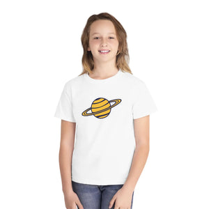 Kids Planet Graphic Tee - Yellow Saturn Space Shirt - T-shirts - s