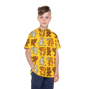 Kids Playful Sports Animal Print Tee - Active Fun Wear - Dipaliz - Xs - T-shirts