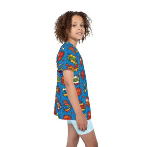 Kids Sports Jersey - Fun Comic Print Playful Everyday Wear - Dipaliz - T-shirts