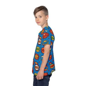 Kids Sports Jersey - Fun Comic Print Playful Everyday Wear - Dipaliz - T-shirts