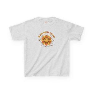 Kids T-shirt, ?Be Kind where you Grow’ Smiling Sunflower Graphic - T-shirts