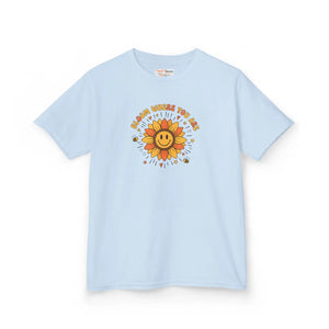 Kids T-shirt, ?Be Kind where you Grow’ Smiling Sunflower Graphic - T-shirts