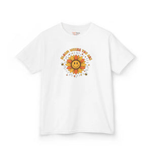 Kids T-shirt, ?Be Kind where you Grow’ Smiling Sunflower Graphic - T-shirts