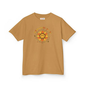 Kids T-shirt, ?Be Kind where you Grow’ Smiling Sunflower Graphic - T-shirts