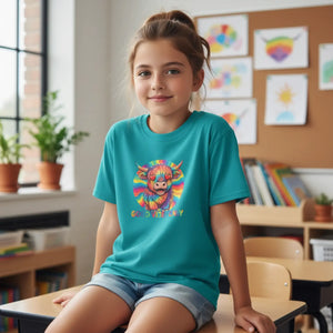 Kids T-shirt, Colorful ?Good Vibes Only’ Rainbow Monster Tee - T-shirts - s