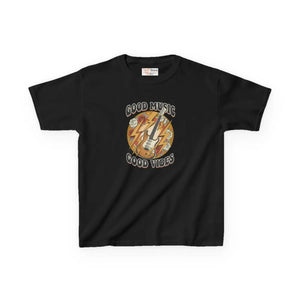 Kids T‑shirt, ?Good Music Good Vibes’ Retro Lightning Bolt Graphic - T-shirts