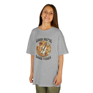 Kids T‑shirt, ?Good Music Good Vibes’ Retro Lightning Bolt Graphic - T-shirts