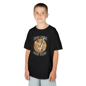 Kids T‑shirt, ?Good Music Good Vibes’ Retro Lightning Bolt Graphic - T-shirts