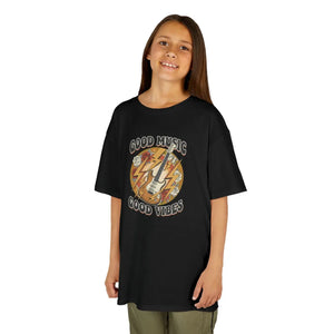Kids T‑shirt, ?Good Music Good Vibes’ Retro Lightning Bolt Graphic - T-shirts