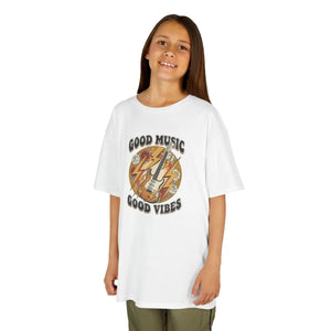 Kids T‑shirt, ?Good Music Good Vibes’ Retro Lightning Bolt Graphic - T-shirts