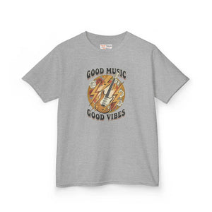 Kids T‑shirt, ?Good Music Good Vibes’ Retro Lightning Bolt Graphic - T-shirts