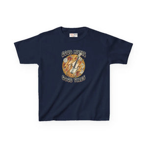 Kids T‑shirt, ?Good Music Good Vibes’ Retro Lightning Bolt Graphic - T-shirts