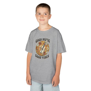Kids T‑shirt, ?Good Music Good Vibes’ Retro Lightning Bolt Graphic - T-shirts