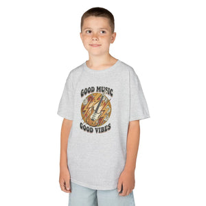 Kids T‑shirt, ?Good Music Good Vibes’ Retro Lightning Bolt Graphic - T-shirts