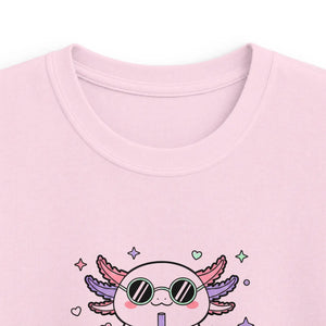 Kids Tee, Cute Pink Axolotl ?Sip Sip Hooray’ Graphic Shirt - T-shirts