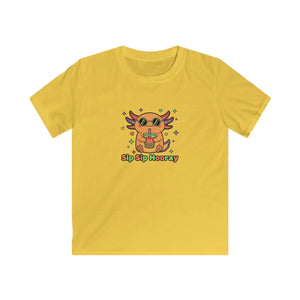Kids Tee, Cute Pink Axolotl ?Sip Sip Hooray’ Graphic Shirt - T-shirts