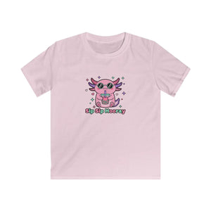 Kids Tee, Cute Pink Axolotl ?Sip Sip Hooray’ Graphic Shirt - T-shirts