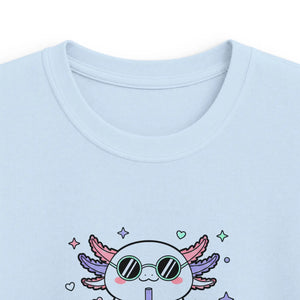 Kids Tee, Cute Pink Axolotl ?Sip Sip Hooray’ Graphic Shirt - T-shirts