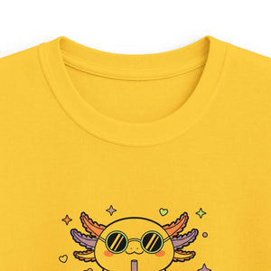 Kids Tee, Cute Pink Axolotl ?Sip Sip Hooray’ Graphic Shirt - T-shirts