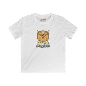 Kids Tee, ?Moo-di Magical’ Cute Highland Cow Graphic for Children - T-shirts