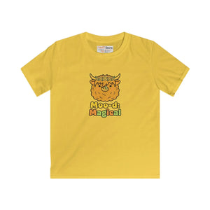 Kids Tee, ?Moo-di Magical’ Cute Highland Cow Graphic for Children - T-shirts