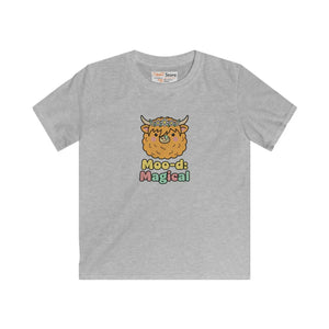 Kids Tee, ?Moo-di Magical’ Cute Highland Cow Graphic for Children - T-shirts