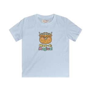 Kids Tee, ?Moo-di Magical’ Cute Highland Cow Graphic for Children - T-shirts