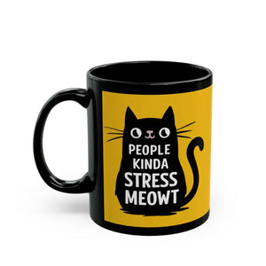 Stress Meowt Black Ceramic Mug - Relaxation Style - Dipaliz - Mugs
