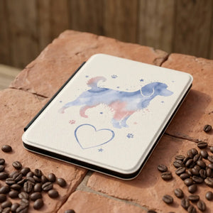 Kindle Case - Watercolor Dog Heart Cover for Lovers Cute Paw Print E-reader Sleeve - Tablet Computer Back Covers