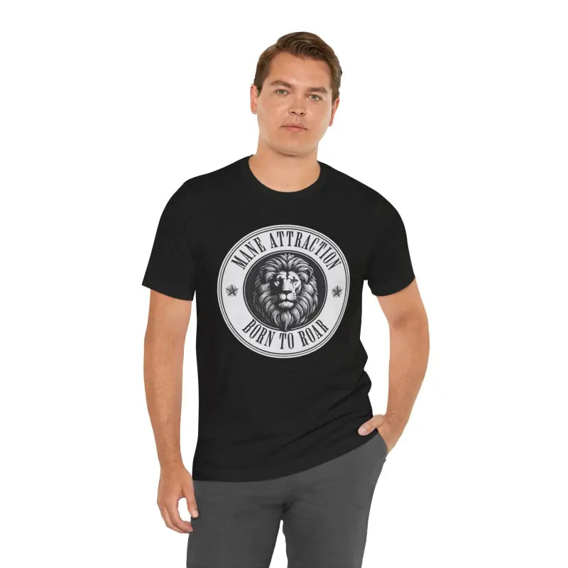 Unleash your Roar with the Soft Cotton Lion Born to Tee! - Black Heather / s T-shirt