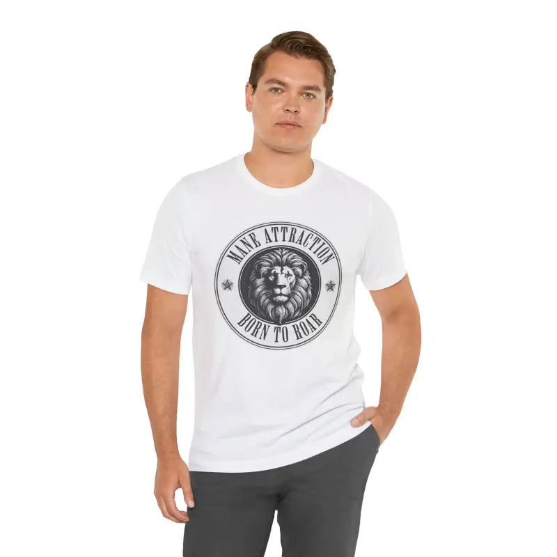 Unleash your Roar with the Soft Cotton Lion Born to Tee! - White / s T-shirt