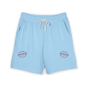 Kiss Accent Fleece Sweat Shorts, Pink Cozy Lounge with Lip Patch