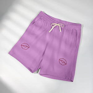 Kiss Accent Fleece Sweat Shorts, Pink Cozy Lounge with Lip Patch