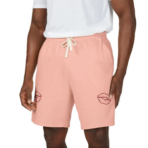 Kiss Accent Fleece Sweat Shorts, Pink Cozy Lounge with Lip Patch