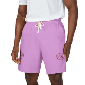 Kiss Accent Fleece Sweat Shorts, Pink Cozy Lounge with Lip Patch