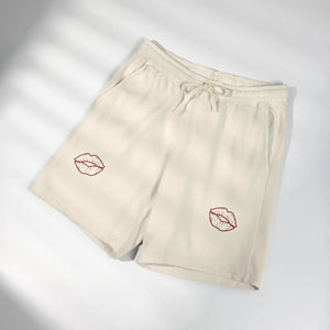 Kiss Accent Fleece Sweat Shorts, Pink Cozy Lounge with Lip Patch