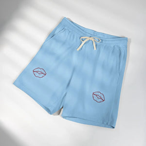 Kiss Accent Fleece Sweat Shorts, Pink Cozy Lounge with Lip Patch